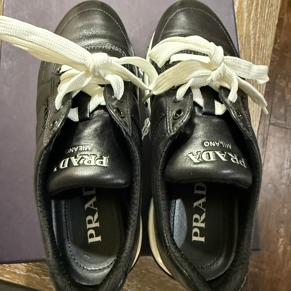 Prada Women's Black leather Sneakers! - Picture 4 of 9